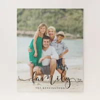 Modern Elegant Typography Family Photo Jigsaw Puzzle