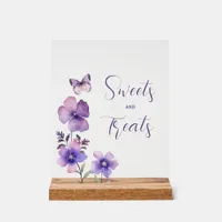 Boho Butterfly Sweets and Treats Girl Baby Shower Acrylic Sign
