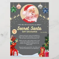 Secret Santa Gift Exchange Gray Xmas Event Party Flyer