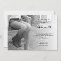 Country Cowgirl on Fence Bridal Shower Invitation