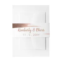 Elegant Brushed Rose Gold Simple Modern Wedding Invitation Belly Band