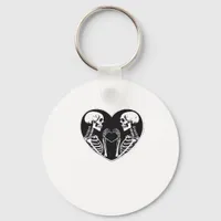 Skeleton Heart Hands Sign Halloween Costume Retro  Keychain