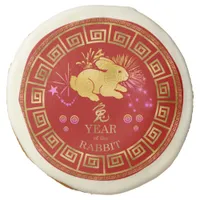 Chinese Zodiac Rabbit Red/Gold ID542 Sugar Cookie