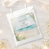 Floral Watercolor Beach Scene Summer Wedding Favor Bag