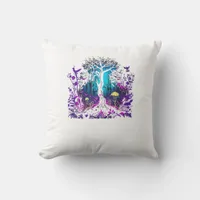 Fey Gothic Emo Goblincore Aesthetic  Forest Graphi Throw Pillow