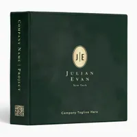 Elegant Glitter Gold Oval Vintage Emerald Green 3 Ring Binder