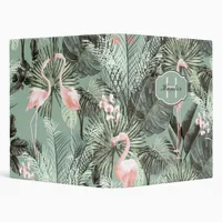 Flamingo Orchid Tropical Pattern Sage ID868 3 Ring Binder