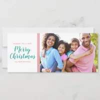 Cute Pink Teal Christmas Trees Holiday Photo