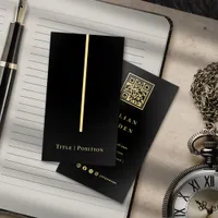 Elegant Professional Black & Gold QR code Foil Business Cards