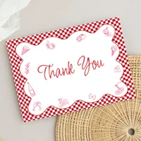 Italian-Themed Red Checkered Bridal Shower Thank You Card
