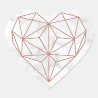 Chic Marble and Rose Gold Foil Geometric Heart Heart Sticker