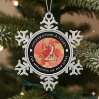 Elegant 2nd Garnet Wedding Anniversary Celebration Snowflake Pewter Christmas Ornament