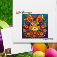 Easter Rabbit - Folk Art - Personalizable Easter Envelope