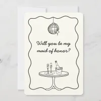 Chic Disco Hand Drawn Maid of Honor Proposal Card 