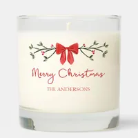 Personalized Merry Christmas Coquette Bow Trendy Scented Candle