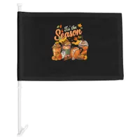 Tis The Season Pumpkin Leaf Latte Fall Thanksgivin Car Flag