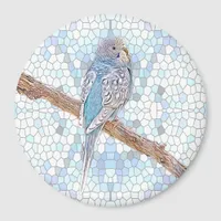 Cute blue budgie on mosaic background      magnet