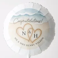 Beach Wedding Balloon with Sand Heart Monogram