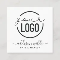 Your Logo Modern Chic Minimal Simple White Square Square Business Card