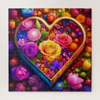 Floral Heart Valentine's Day Photo Jigsaw Puzzle