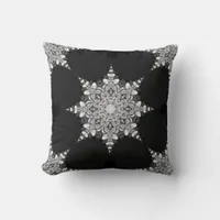 Black Beauty Mandala Snowflake Cushion