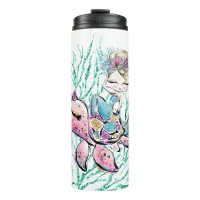 *~* Magical Mermaid Glitter Coral Thermal Tumbler