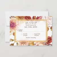 Pink Floral Elegant Wedding RSVP Response Card