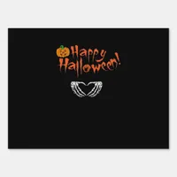 Spooky Skeleton Hands. Happy Halloween.  Sign