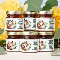 Cute Fox Asleep in Leaves Baby Shower Honey Jar Favors