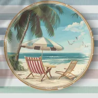 Tropical Beach Umbrella and Chairs Summer Paper Plates
