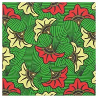 Jamaican Rasta African Biloba Flower Pattern Fabric