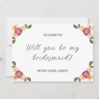 Elegant Pressed Wildflower Bridesmaid Proposal Card