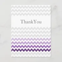 Mod chevron purple Ombre wedding Thank You Postcard