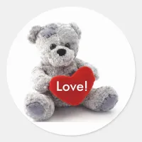 Grey Bear With Heart Classic Round Sticker