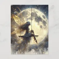 Fairy Swinging in Front of the Moon Postcard