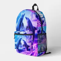 Monogram Blue & Purple Dolphins Ocean | Printed Backpack