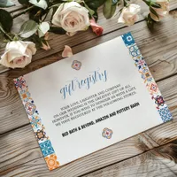 Mexican Talavera Colorful Floral Fiesta Wedding Enclosure Card