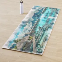 Watercolor French Polynesia Bora Bora Serenity | Yoga Mat