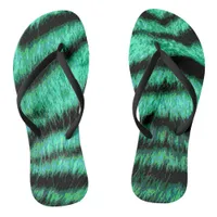 Cool green neon tiger stripes flip flops