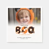 Little Boo Turning Two Photo Halloween birthday  Napkins