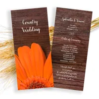 Rustic Orange Daisy Country Barn Wedding Program