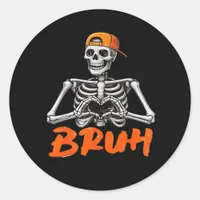 Bruh Skeleton Hand Heart Halloween Costumes Men Cl Classic Round Sticker