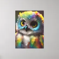 Fluffy Cute Colorful Owl Canvas Print