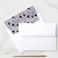 Burgundy Dusty Blue Floral Wedding Envelope Liner