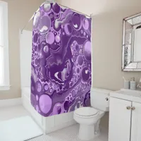 Purple. Lavender and Gray Marble Fluid Art Cells Shower Curtain