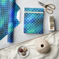 Mermaid Scales Pattern Blue ID600 Wrapping Paper