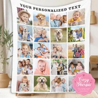 Custom Family 20 Photos Collage Trendy Birthday Sherpa Blanket