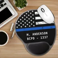 Personalized Police Officer Thin Blue Line Gel Mouse Pad