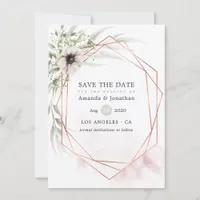 Watercolor Eucalyptus Geometric Wedding Save The Date
