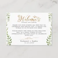 Gold Greenery Welcome Gift Bag Basket Place Card